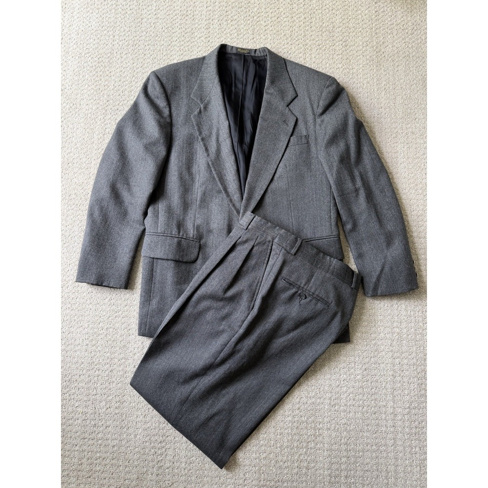 Oscar De La Renta Men's Wool‎ Suit 42R? 34x29 Grey